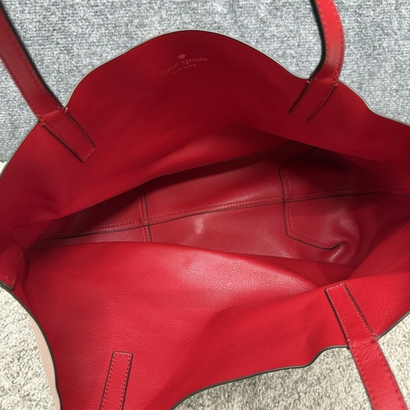 Kate Spade Lakeland Marina Reversible Pink/Red Leather Tote bag purse - Picture 14 of 15
